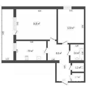 2-к квартира, вторичка, 51м2, 10/14 этаж