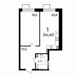 1-к квартира, вторичка, 54м2, 9/9 этаж