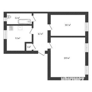 2-к квартира, вторичка, 53м2, 1/2 этаж