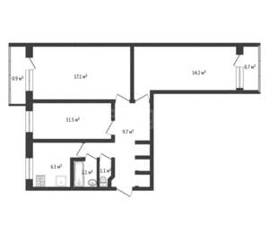 3-к квартира, вторичка, 65м2, 5/9 этаж
