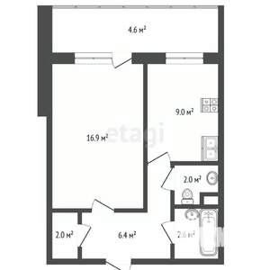 1-к квартира, вторичка, 40м2, 6/12 этаж