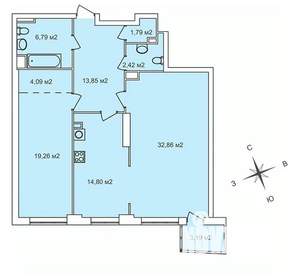 2-к квартира, строящийся дом, 97м2, 22/25 этаж