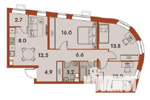 4-к квартира, строящийся дом, 84м2, 4/25 этаж