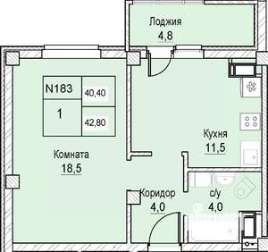 1-к квартира, вторичка, 40м2, 8/12 этаж