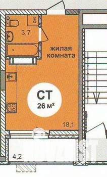 Студия квартира, вторичка, 26м2, 17/17 этаж