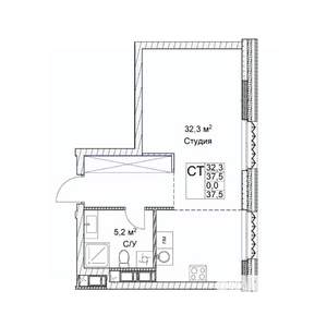 Студия квартира, вторичка, 38м2, 2/9 этаж