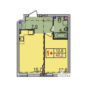 1-к квартира, вторичка, 40м2, 2/18 этаж
