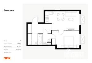 1-к квартира, вторичка, 41м2, 14/25 этаж