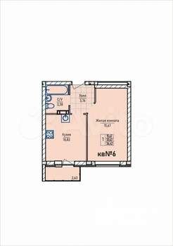 1-к квартира, строящийся дом, 34м2, 1/3 этаж