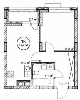 1-к квартира, строящийся дом, 40м2, 7/14 этаж