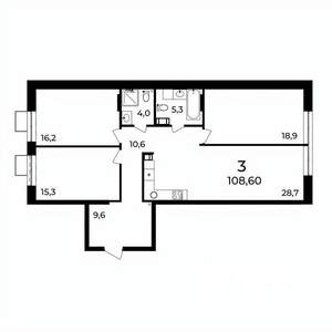 3-к квартира, вторичка, 109м2, 7/9 этаж