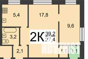 2-к квартира, вторичка, 39м2, 5/5 этаж