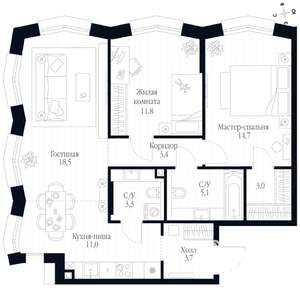 3-к квартира, вторичка, 75м2, 4/20 этаж