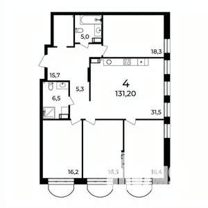 4-к квартира, вторичка, 131м2, 8/9 этаж