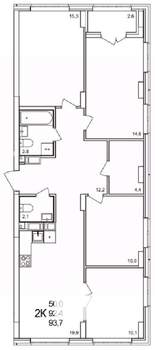 4-к квартира, вторичка, 94м2, 16/19 этаж