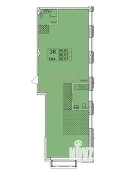 3-к квартира, вторичка, 99м2, 2/7 этаж