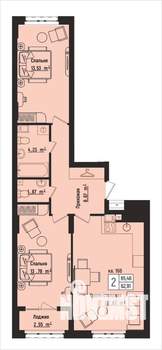 2-к квартира, вторичка, 65м2, 6/15 этаж