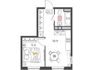 1-к квартира, вторичка, 32м2, 3/4 этаж