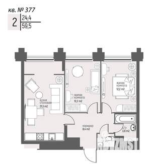 2-к квартира, вторичка, 59м2, 15/20 этаж