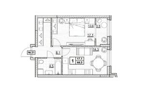 1-к квартира, вторичка, 44м2, 4/24 этаж