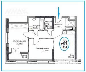 2-к квартира, вторичка, 62м2, 9/24 этаж