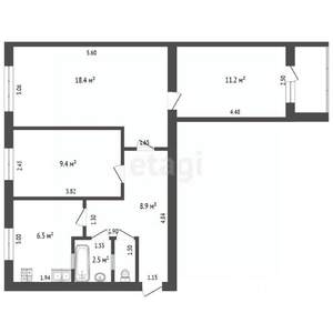 3-к квартира, вторичка, 60м2, 7/9 этаж