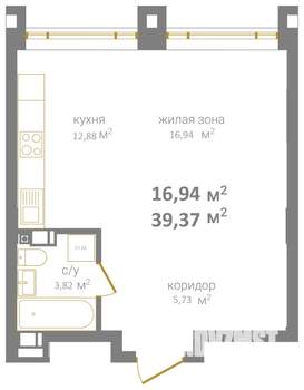 Студия квартира, вторичка, 39м2, 8/9 этаж