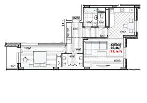 2-к квартира, вторичка, 68м2, 2/19 этаж