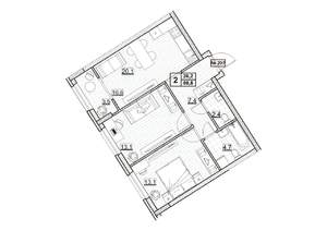 2-к квартира, вторичка, 61м2, 2/24 этаж