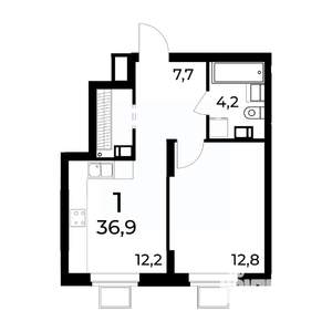 1-к квартира, вторичка, 37м2, 4/15 этаж
