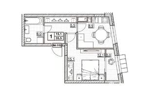 1-к квартира, вторичка, 36м2, 14/24 этаж
