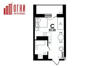Студия квартира, вторичка, 22м2, 16/25 этаж
