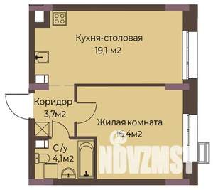 1-к квартира, вторичка, 43м2, 3/12 этаж