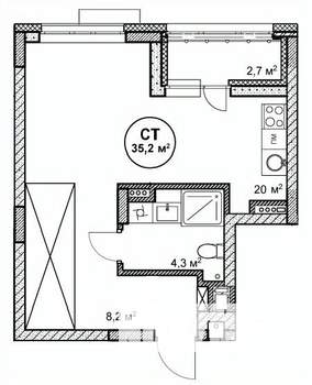 Студия квартира, вторичка, 35м2, 5/14 этаж