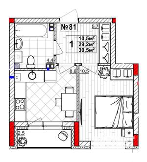 1-к квартира, вторичка, 31м2, 2/4 этаж