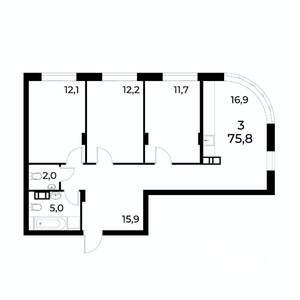3-к квартира, вторичка, 75м2, 18/19 этаж