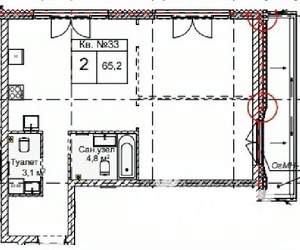2-к квартира, строящийся дом, 65м2, 1/5 этаж
