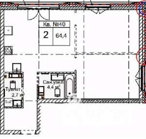 2-к квартира, строящийся дом, 64м2, 3/5 этаж
