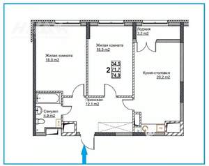 2-к квартира, вторичка, 75м2, 6/24 этаж