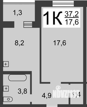 1-к квартира, вторичка, 38м2, 5/14 этаж