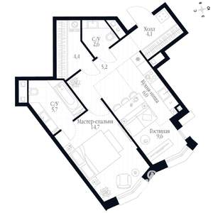 2-к квартира, вторичка, 52м2, 6/20 этаж