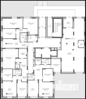 3-к квартира, строящийся дом, 77м2, 1/15 этаж