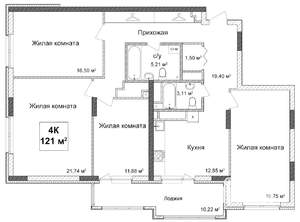 4-к квартира, строящийся дом, 121м2, 17/17 этаж