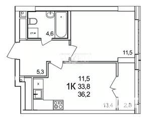 1-к квартира, вторичка, 36м2, 19/25 этаж