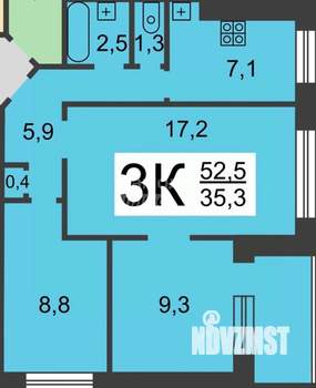 3-к квартира, вторичка, 53м2, 4/9 этаж