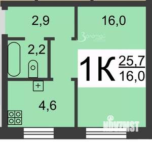 1-к квартира, вторичка, 26м2, 2/2 этаж
