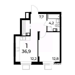 1-к квартира, вторичка, 37м2, 11/15 этаж