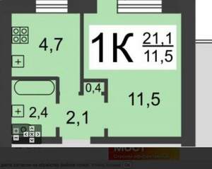 1-к квартира, вторичка, 21м2, 5/9 этаж