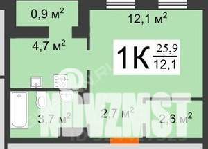 1-к квартира, вторичка, 26м2, 8/10 этаж