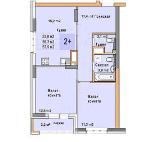 2-к квартира, вторичка, 58м2, 17/25 этаж